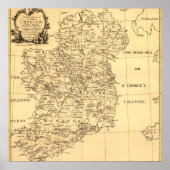 アイルランドと英語の家族の地図 ポスター (正面)