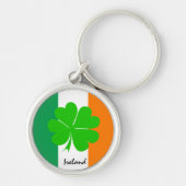 アイルランドと4つのリーフクローバー、アイルランド国旗/スポーツファン キーホルダー (正面)