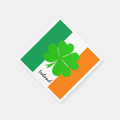 アイルランドと4つのリーフクローバー、アイルランド国旗/スポーツファン スタンダードカクテルナプキン (角)