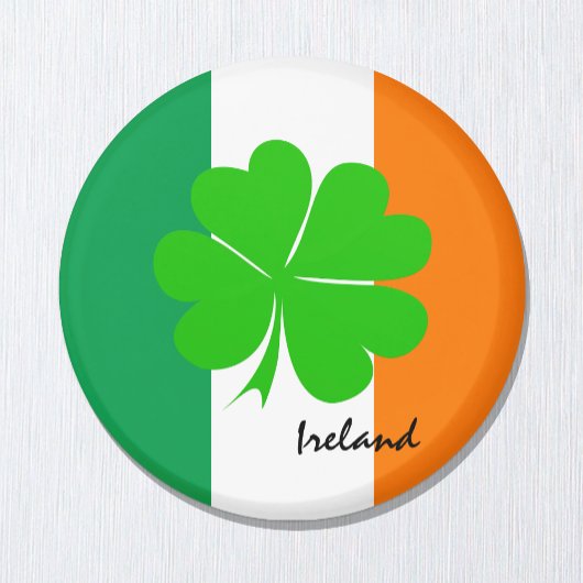 アイルランドと4つのリーフクローバー、アイルランド国旗/スポーツファン マグネット