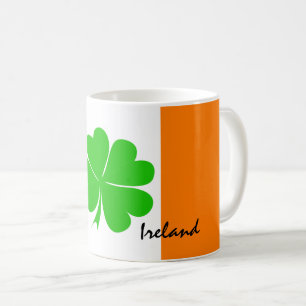 アイルランドと4枚のリーフクローバー、アイルランドの旗/スポーツファ コーヒーマグカップ