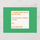 アイルランドに神の祝福を。愛を込めて、あなたのアメリカ人の友達より。 ポストカード (正面)