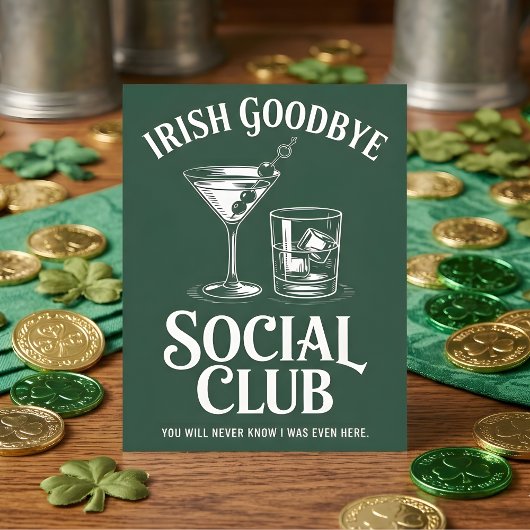 アイルランドのお別れソーシャルクラブの飲み物ユーモア シーズンカード