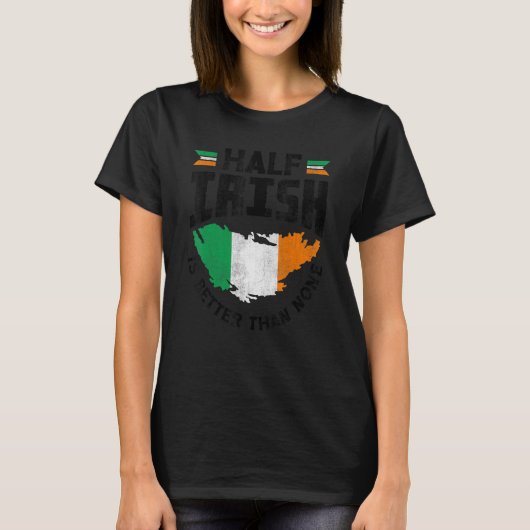 アイルランドのアイルランド国旗ハーフ・アイルランドの方が良い Tシャツ (正面)