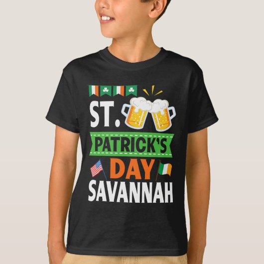 アイルランドのアメリカ国旗でビールを飲むSt patricks day Tシャツ (正面)
