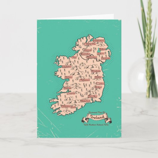 アイルランドのイラスト入りの旅行地図 招待状 (正面)