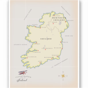 アイルランドのイラスト地図 シール