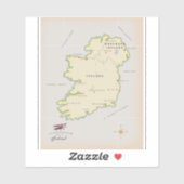 アイルランドのイラスト地図 シール (シート)