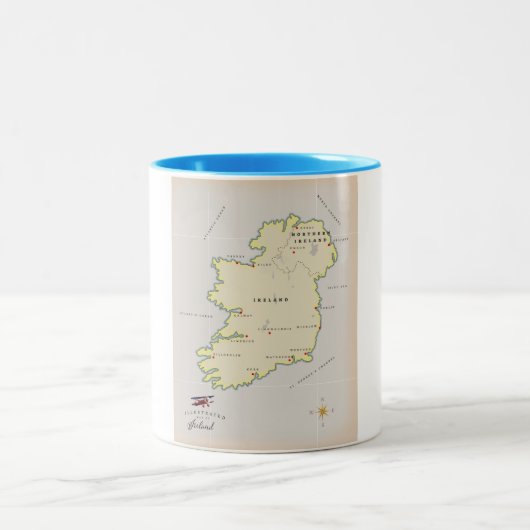アイルランドのイラスト地図 ツートーンマグカップ (中央)