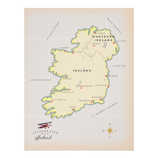 アイルランドのイラスト地図 フォトプリント            (正面)