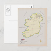 アイルランドのイラスト地図 ポストカード (正面/裏面)