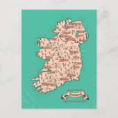 アイルランドのイラスト旅行地図 インビテーションポストカード (正面)