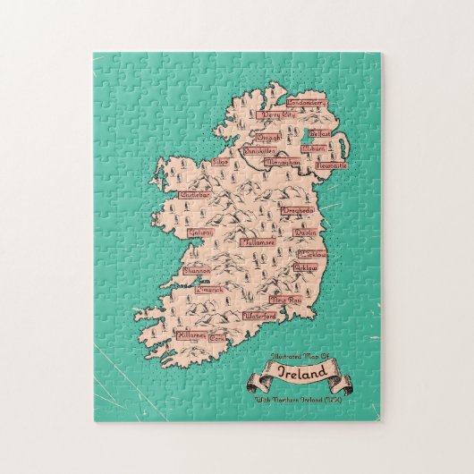 アイルランドのイラスト旅行地図 ジグソーパズル (縦)