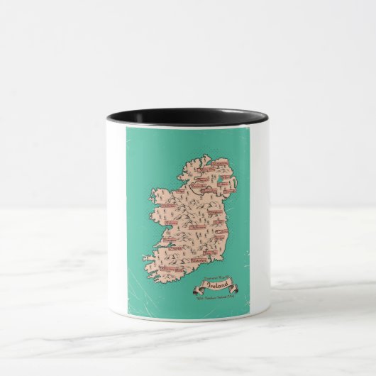 アイルランドのイラスト旅行地図 マグカップ (中央)