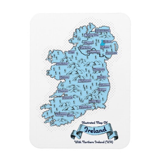アイルランドのイラスト旅行地図 マグネット (縦)