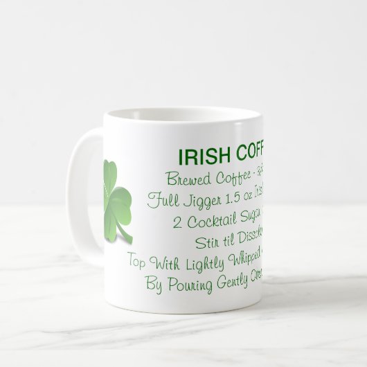 アイルランドのウィスキーのレシピの飲み物のシャムロックを実在して下さい コーヒーマグカップ (正面左)