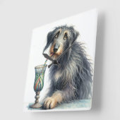 アイルランドのウルフハウンドにソーダ スクエア壁時計 (傾斜)