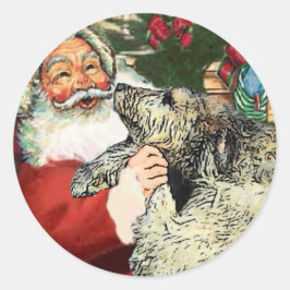 アイルランドのウルフハウンドのクリスマスプレゼント ラウンドシール