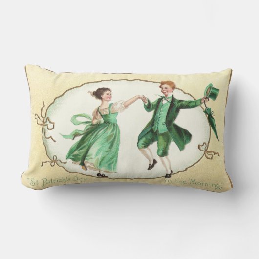 アイルランドのカップルの踊りのヴィンテージのセントパトリックの日 ランバークッション (正面)