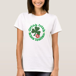 アイルランドのキス イタリアの赤い唇 シャムロックを飲む Tシャツ