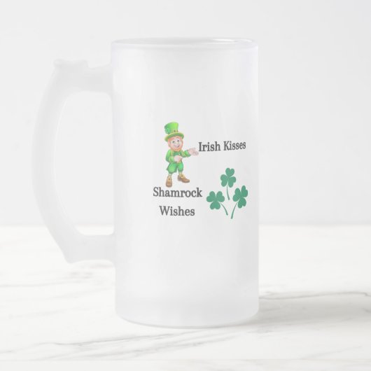 アイルランドのキス、シャムロックの願い フロストグラスビールジョッキ (左)