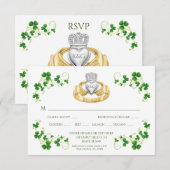 アイルランドのクラダリングとシムロックの伝統的なデザイン 出欠カード (正面/裏面)