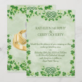 アイルランドのクラダ リング シャムロック & ケルト ラブ ノット セーブザデート (正面/裏面)