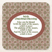 アイルランドのクリスマスの天恵、赤い緑のケルト族の休日 スクエアペーパーコースター (正面)