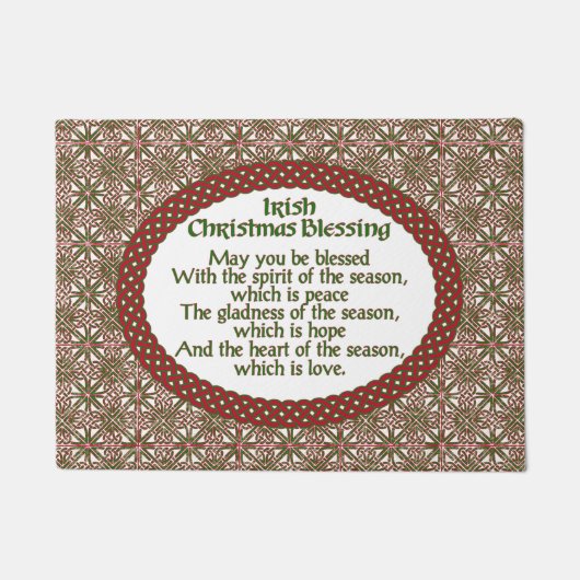 アイルランドのクリスマスの天恵、赤い緑のケルト族の休日 ドアマット (正面)