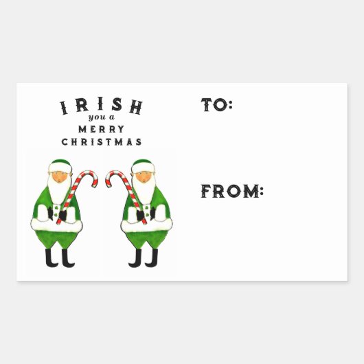 アイルランドのクリスマスギフトタグ 長方形シール (正面)