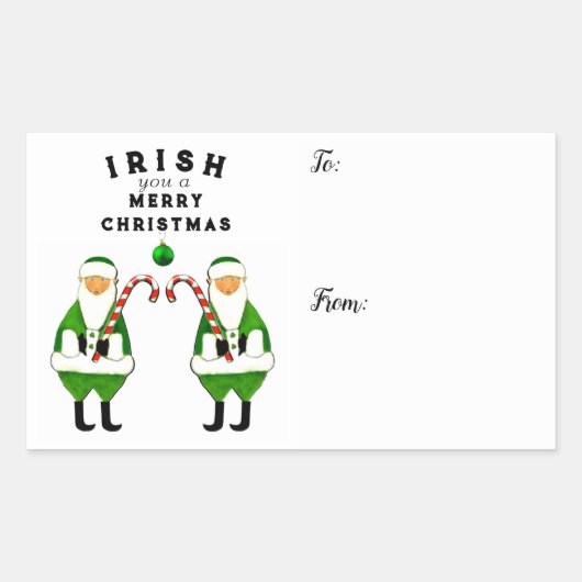 アイルランドのクリスマスギフトタグ 長方形シール (正面)