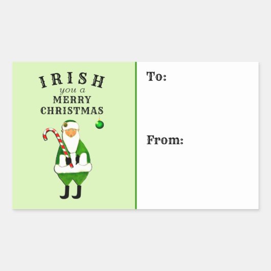 アイルランドのクリスマスギフトタグ 長方形シール (正面)