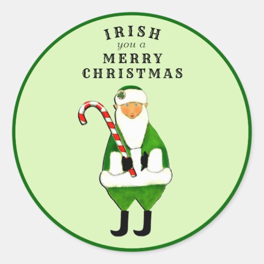 アイルランドのクリスマス・ユーモア ラウンドシール (正面)