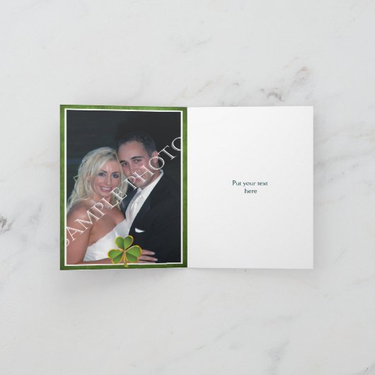 アイルランドのクローバーおよびベールの結婚式は写真感謝していしています サンキューカード (内部)