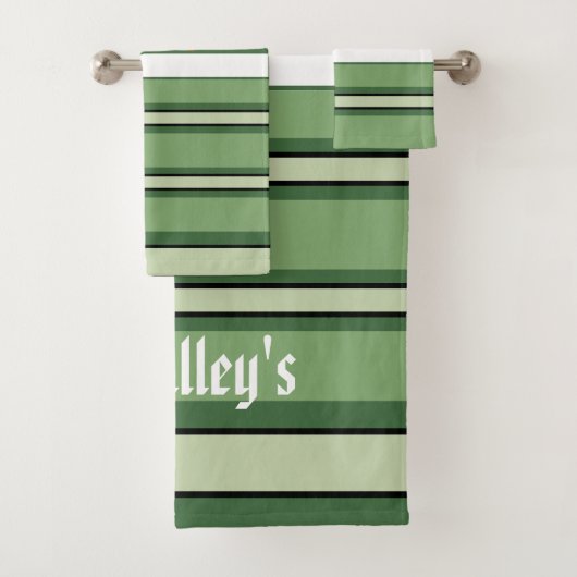 アイルランドのクローバーとストライプグリーンのサンパディの日 バスタオルセット (インサイチュ)