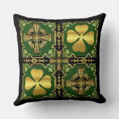 アイルランドのケルト十字架/黒/金ゴールド/緑十字シャムロック クッション (裏面)
