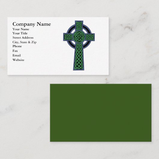 アイルランドのケルト結び目模様の十字 名刺 (正面/裏面)