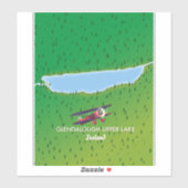 アイルランドのゲレンダロウアッパーレイクの地図 シール (シート)