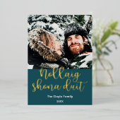 アイルランドのゲール語でクリスマスを祝うノライクショナドゥイットメリークリスマス 箔シーズンカード (立ち正面)