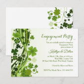アイルランドのシャムロックと渦巻きのエンゲージメントパーティー 招待状 (正面/裏面)