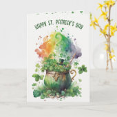 アイルランドのシャムロックと虹 カード (黄色い花)