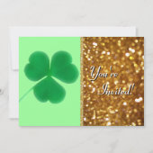 アイルランドのシャムロックのセントパトリックの日の金ゴールドのグリッター 招待状 (正面)