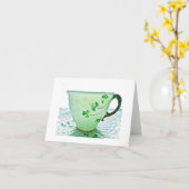 アイルランドのシャムロックのティーカップの空白のなカード休日 カード (黄色い花)