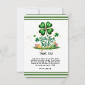 アイルランドのシャムロックの小さな運金ゴールドベビーシャワー サンキューカード (正面)