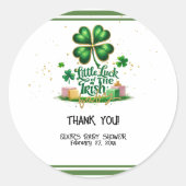 アイルランドのシャムロックの小さな運金ゴールドベビーシャワー ラウンドシール (正面)
