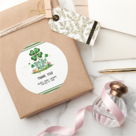 アイルランドのシャムロックの小さな運金ゴールドベビーシャワー ラウンドシール