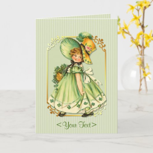 アイルランドのシャムロックの散歩-個人化して下さい カード (黄色い花)