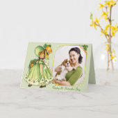 アイルランドのシャムロックの散歩-個人化して下さい カード (黄色い花)