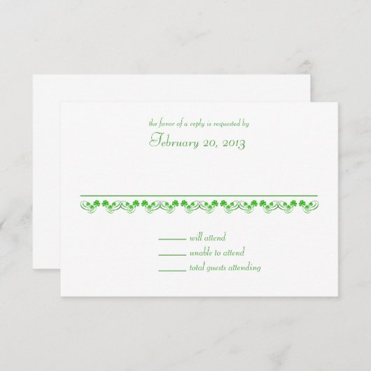 アイルランドのシャムロックの結婚式返信カード 出欠カード (正面/裏面)