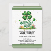 アイルランドのシャムロックゴールドベイビーシャワー小さな幸運 招待状 (正面)